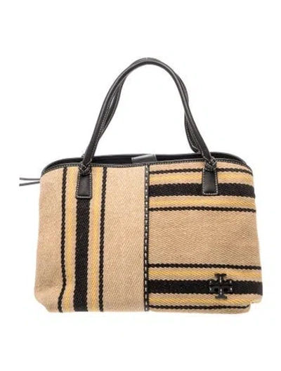 Pre-owned Tory Burch Canvas Shoulder Bag In Neutrals