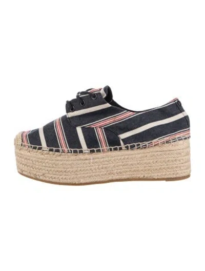Pre-owned Tory Burch Canvas Striped Espadrille Sneakers In Blue
