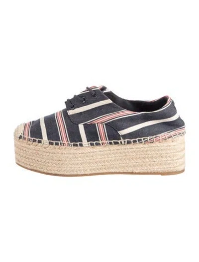 Pre-owned Tory Burch Canvas Striped Espadrille Sneakers In Blue