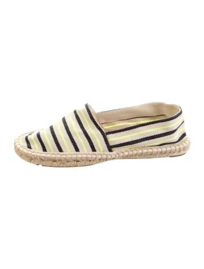 Pre-owned Tory Burch Canvas Striped Espadrilles In Black/neutrals
