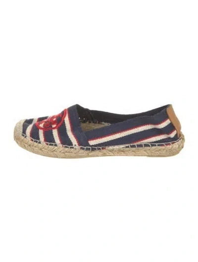 Pre-owned Tory Burch Canvas Striped Espadrilles In Blue