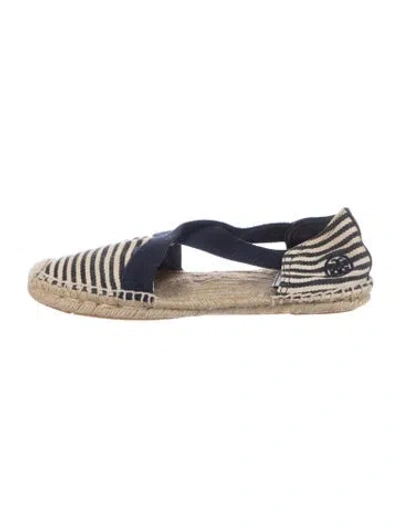 Pre-owned Tory Burch Canvas Striped Espadrilles In Blue/neutrals