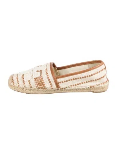 Pre-owned Tory Burch Canvas Striped Espadrilles In Brown