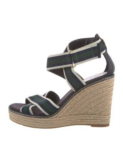 Pre-owned Tory Burch Canvas Striped Espadrilles In Multi