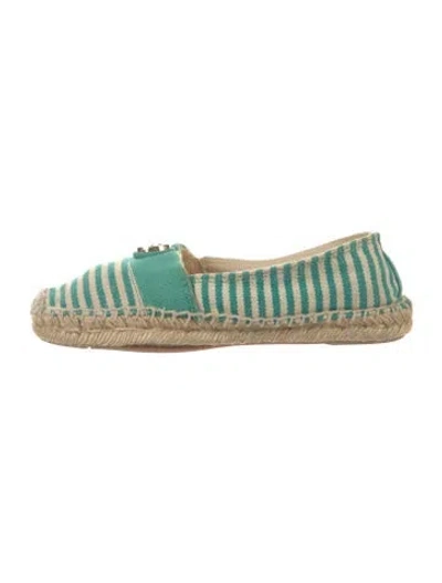 Pre-owned Tory Burch Canvas Striped Espadrilles In Neutrals