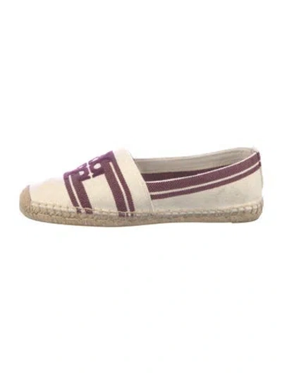 Pre-owned Tory Burch Canvas Striped Espadrilles In Neutrals/purple