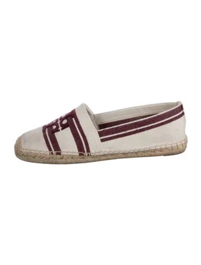 Pre-owned Tory Burch Canvas Striped Espadrilles In Neutrals/purple