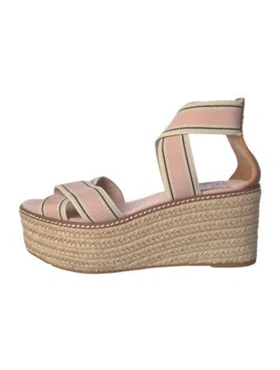 Pre-owned Tory Burch Canvas Striped Espadrilles In Pink