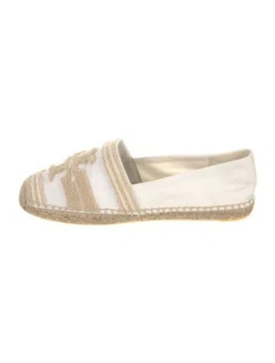 Pre-owned Tory Burch Canvas Striped Espadrilles In White