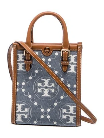 Pre-owned Tory Burch Canvas Top Handle Bag In Blue