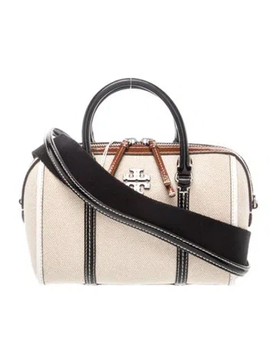 Pre-owned Tory Burch Canvas Top Handle Bag In Neutrals
