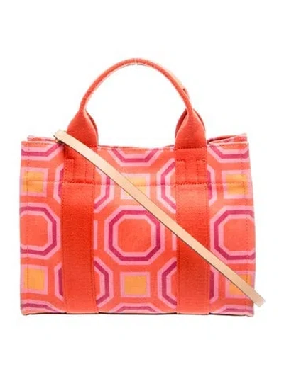 Pre-owned Tory Burch Canvas Top Handle Bag In Red