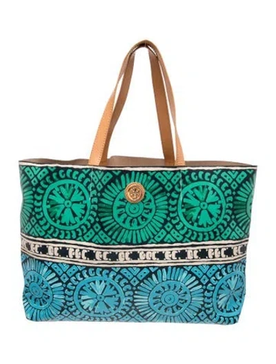 Pre-owned Tory Burch Canvas Tote In Blue