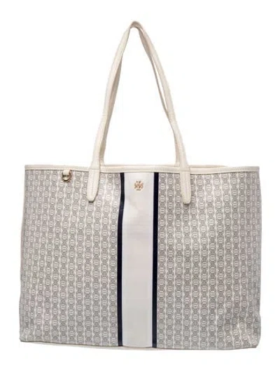 Pre-owned Tory Burch Canvas Tote In Grey