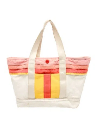 Pre-owned Tory Burch Canvas Tote In Neutral
