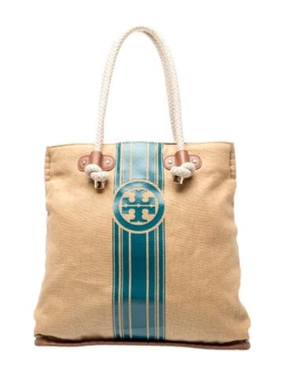 Pre-owned Tory Burch Canvas Tote In Neutral
