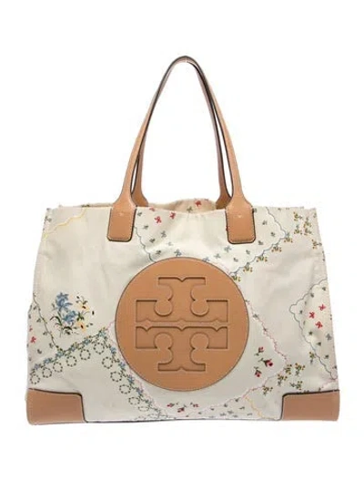 Pre-owned Tory Burch Canvas Tote In Neutral