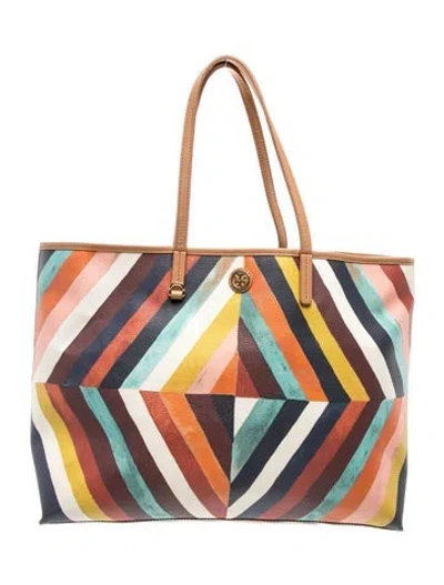 Pre-owned Tory Burch Canvas Tote In Neutral