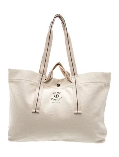 Pre-owned Tory Burch Canvas Tote In Neutral