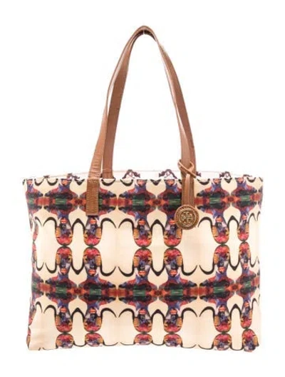 Pre-owned Tory Burch Canvas Tote In Neutrals
