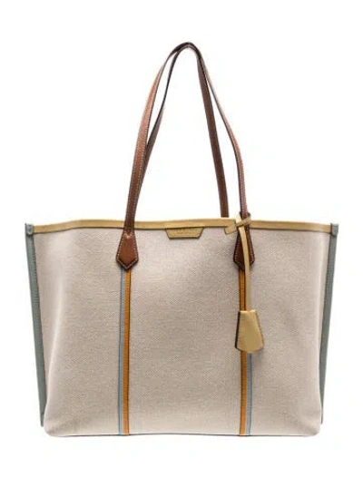 Pre-owned Tory Burch Canvas Tote In Neutrals