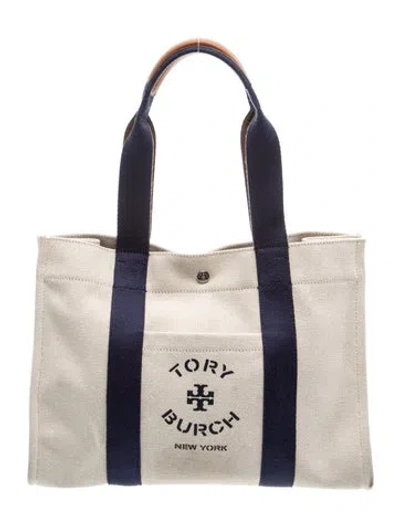 Pre-owned Tory Burch Canvas Tote In Neutrals