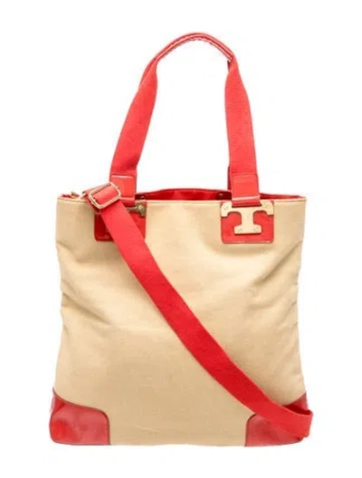Pre-owned Tory Burch Canvas Tote In Neutrals