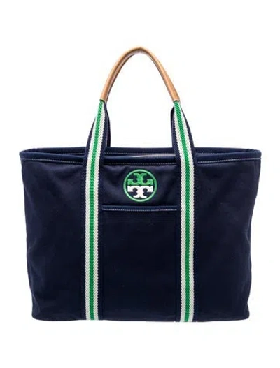 Pre-owned Tory Burch Canvas Tote W/ Tags In Blue