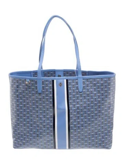 Pre-owned Tory Burch Canvas Tote W/ Tags In Blue