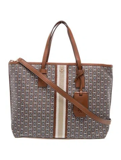 Pre-owned Tory Burch Canvas Tote W/ Tags In Brown