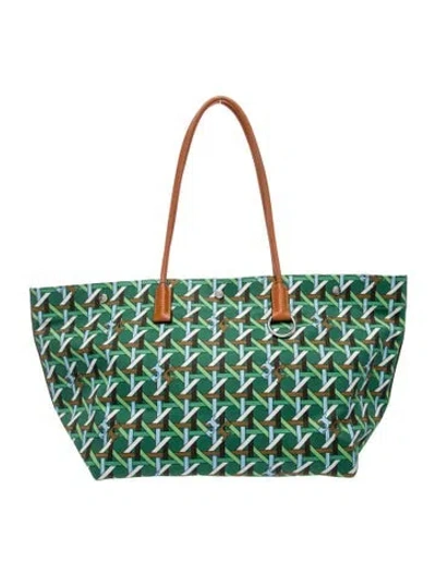 Pre-owned Tory Burch Canvas Tote W/ Tags In Green