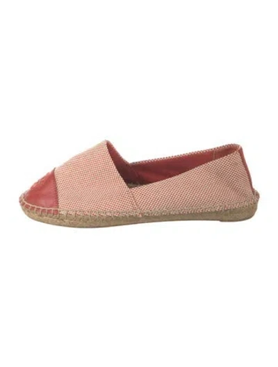 Pre-owned Tory Burch Canvas Tweed Pattern Espadrilles In Orange