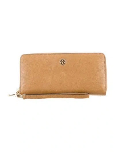 Pre-owned Tory Burch Canvas Wristlet In Brown