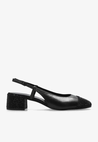 Tory Burch Cap-toe 45 Pavé Slingback Pumps In Black