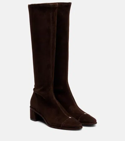 TORY BURCH CAP-TOE 55 SUEDE KNEE-HIGH BOOTS