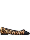 Tory Burch Brown Ballet Shoes With Cap Toe And Leopard Print In Leather Woman In Neutrals