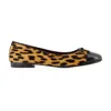 Tory Burch Brown Ballet Shoes With Cap Toe And Leopard Print In Leather Woman