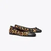 Tory Burch Brown Cap-toe Ballet Pumps In Animal Print