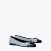 Tory Burch Cap-toe Ballet In Blue Cloud/new Navy