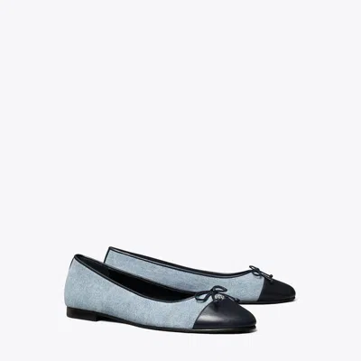 Tory Burch Cap-toe Ballet In Blue Cloud/new Navy