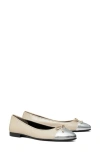 Tory Burch Women's Capped Toe Ballet Flats In Oyster/silver