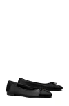Tory Burch Cap Toe Ballerinas In Black
