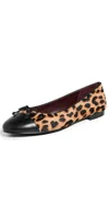 Tory Burch Brown Ballet Shoes With Cap Toe And Leopard Print In Leather Woman In Classic Leopard/perfect Black