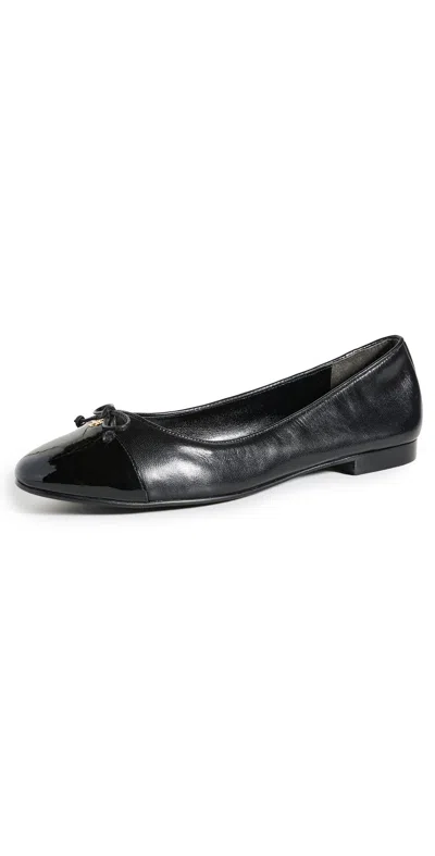 Tory Burch Cap-toe Bow Embellished Ballet Flats In Black