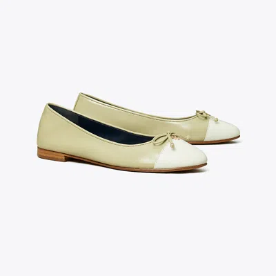 Tory Burch Cap-toe Ballet In Olive Sprig