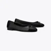 Tory Burch Cap-toe Bow Embellished Ballet Flats In Perfect Black/perfect Black