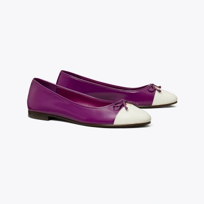 Tory Burch Cap-toe Ballet In Violet Wave/blanc