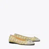 Tory Burch Cap-toe Ballet In Yellow Multi/loutre Gray