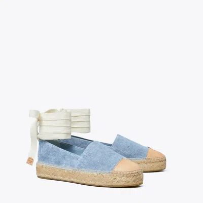 Tory Burch Cap-toe Espadrille In Blue Cloud/brushed Almond