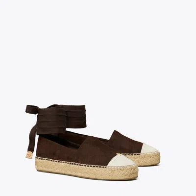 Tory Burch Cap-toe Espadrille In Dark Cocoa/ceramic Taupe